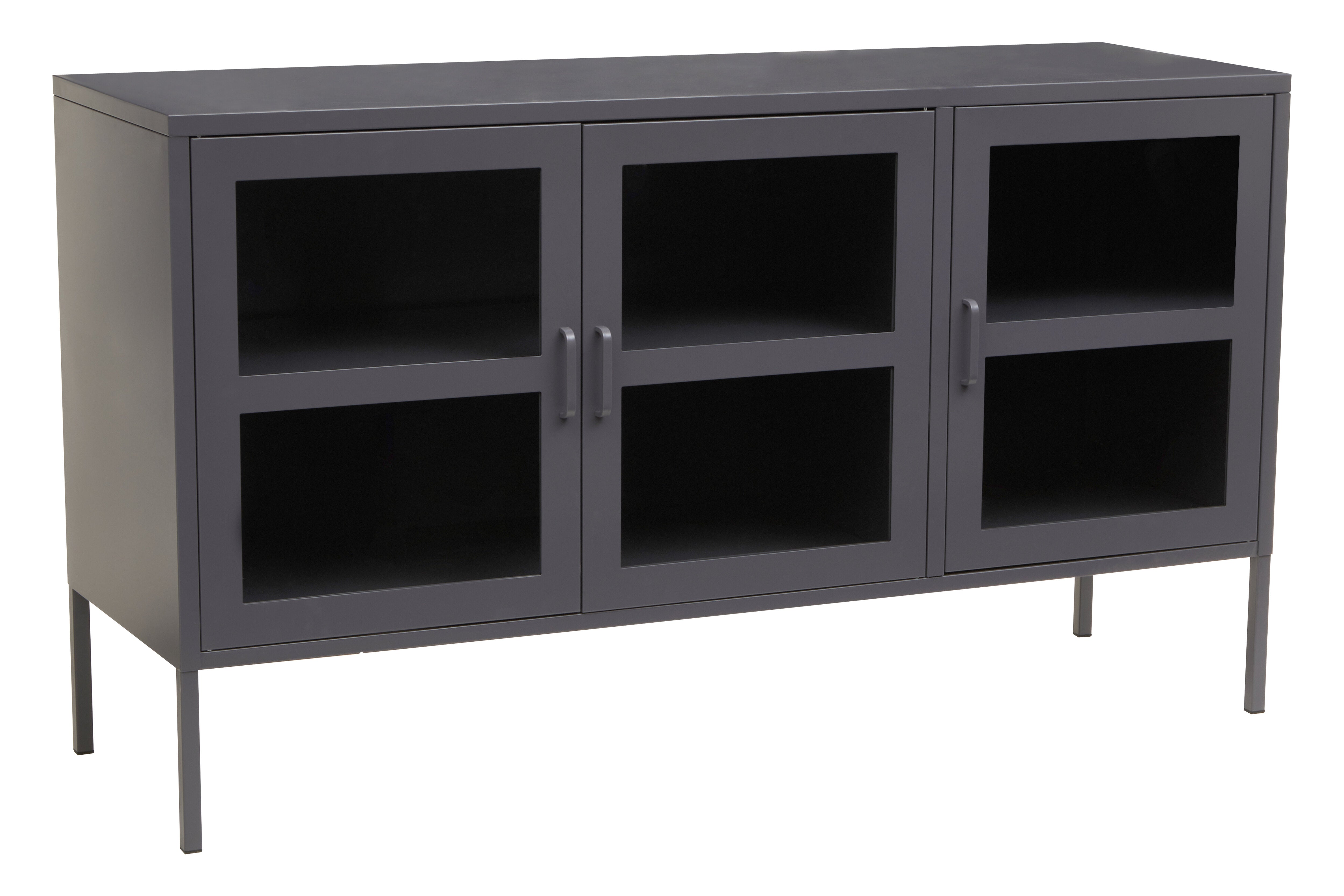 Acier Grey Metal & Clear Glass Sideboard